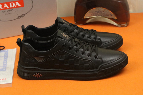PRA SNEAKER IN BLACK EMBOSSED CALFSKIN