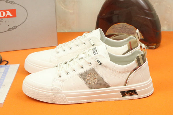 SCARPA DA STIVALETTO PRA IN VITELLO BIANCO E TESSUTO RICAMATO COLOR TAN