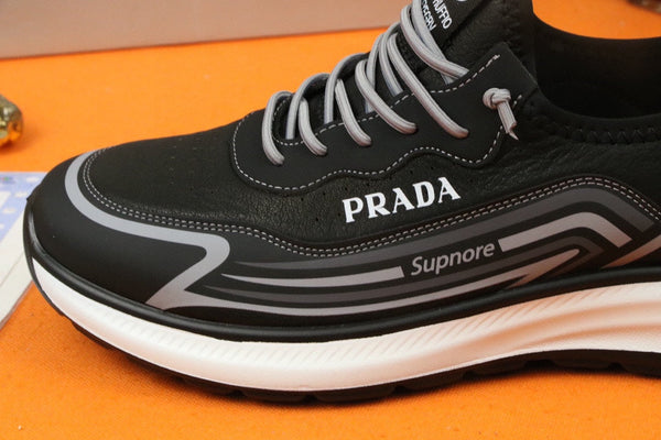 PRA SNEAKER IN BLACK MIX GREY CALFSKIN AND BREATHABLE MESH