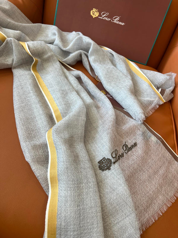 LP Quadrata Rainbow Scarf 210 CM In Grey Thin Silk Woven With Wool 428590