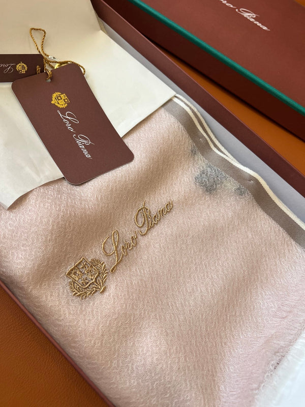 LP Quadrata Rainbow Scarf 210 CM In Light Pink Thin Silk Woven With Wool 428591