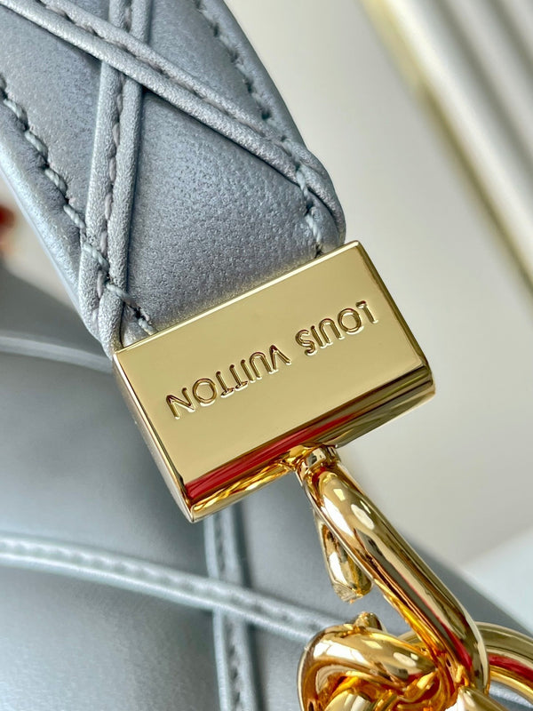 GO-14 MM 23 IN ECRUME GRIGIO PELLE DI AGNELLO TRAPUNTATA FERRAMENTA ORO