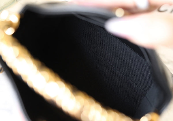 24B Cluth With Chain Black Lambskin Gold Hardware