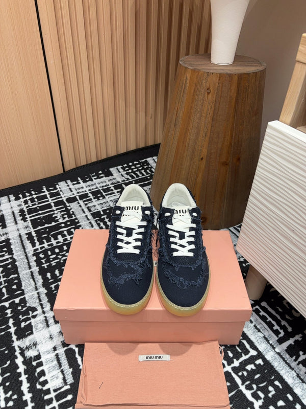 Miu Sneakers In Blue Black Fabric