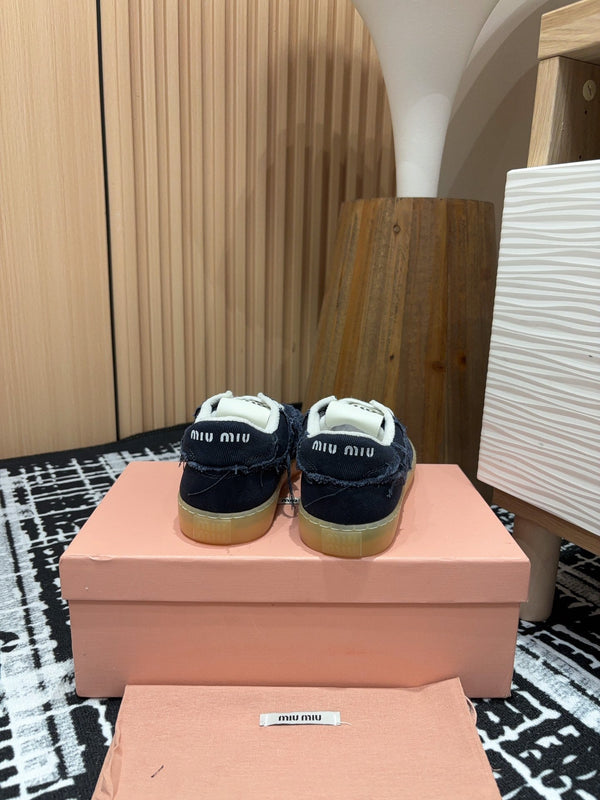 Miu Sneakers In Blue Black Fabric