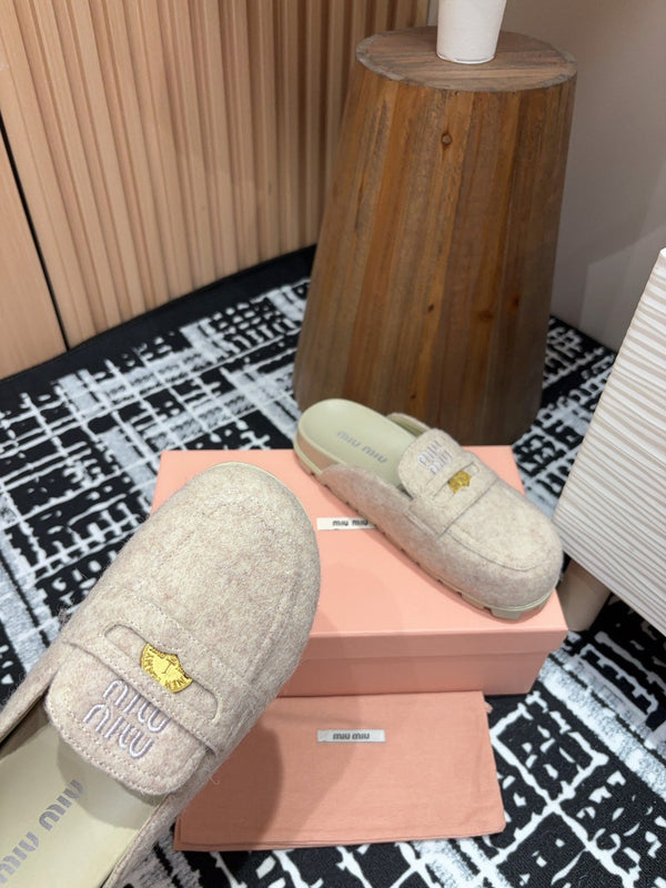 Miu Mule Pastel Pink Wool