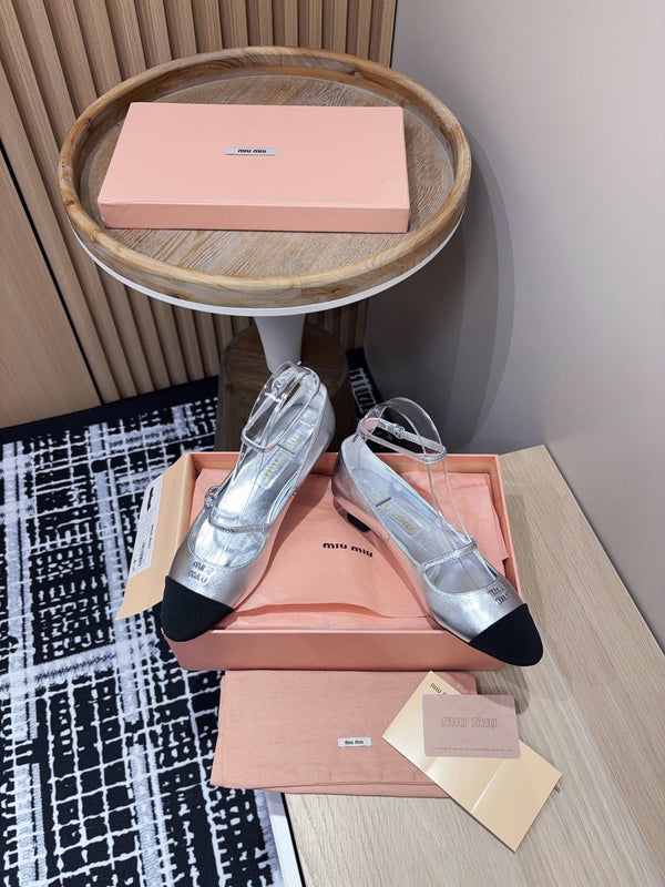 Miu Mary Jane Silver Metallic Lambskin