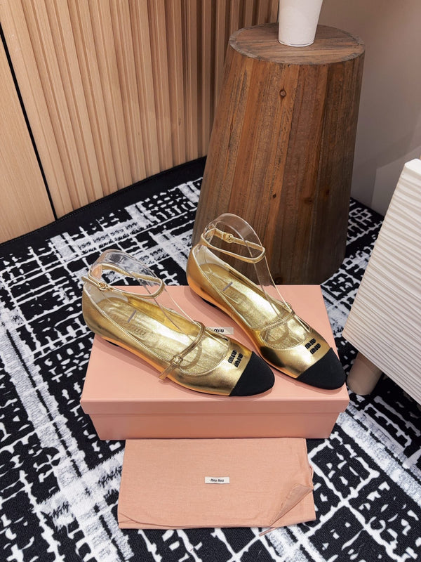 Miu Mary Jane Gold Metallic Lambskin