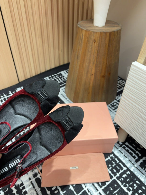 Miu Mary Jane Wine Red And Black Velvet