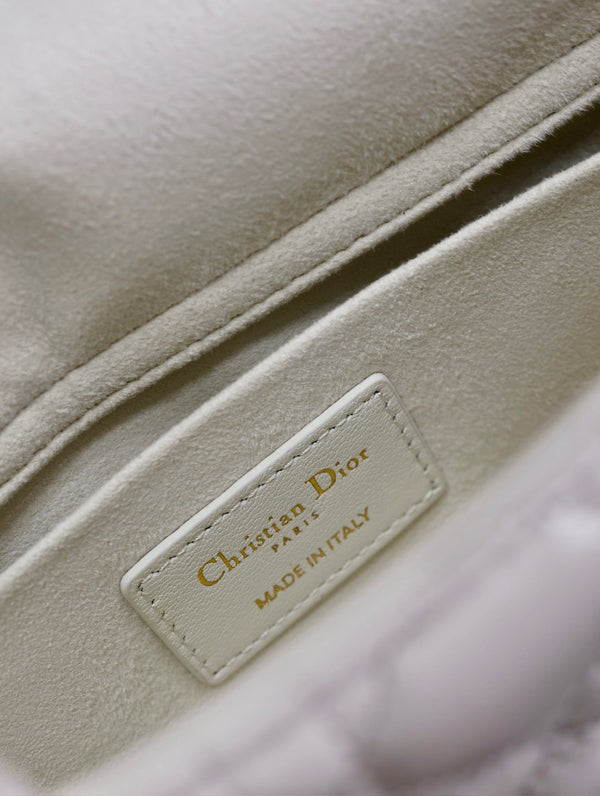 Lady D-Joy Bag 22 White Black Lambskin