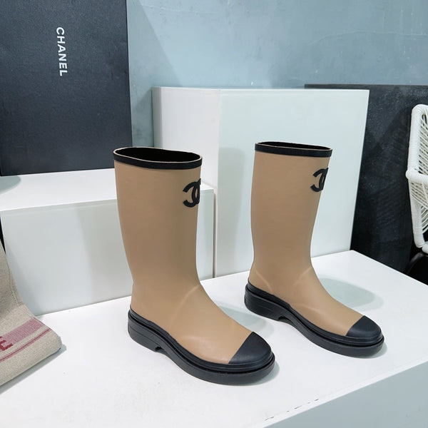 CC Rain Boot Beige Black Rubber