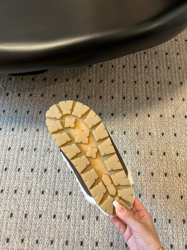 Pra Slippers Dark Brown Suede & Shearling 478565