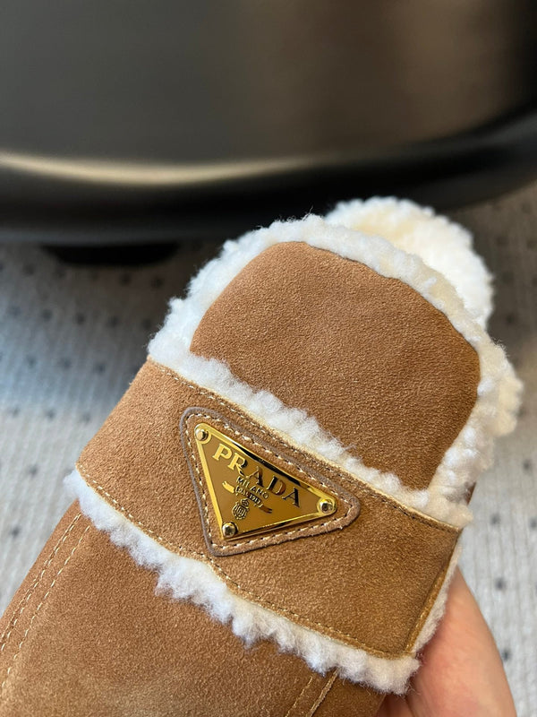 Pra Slippers Brown Suede & Shearling 478567