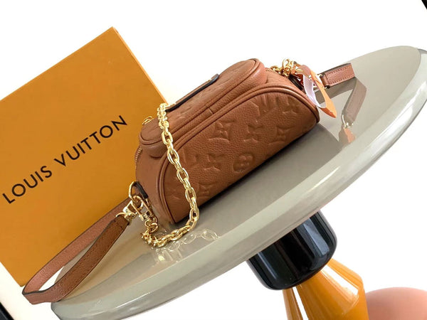 MINI MARSUPIO 17 IN PELLE CON STAMPA MONOGRAMMA COGNAC E FERRAMENTA ORO