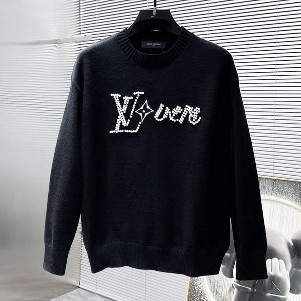 LV SWEATER IN BLACK KNITTED WOOL ATTACHED PEARL 238809
