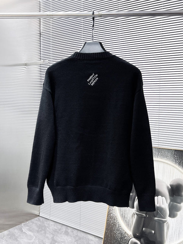 LV SWEATER IN BLACK KNITTED WOOL ATTACHED PEARL 238809