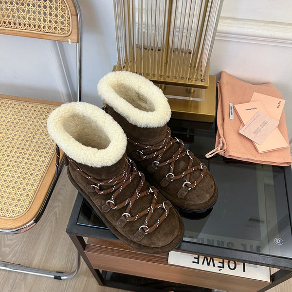 Miu Ankle Boots Dark Brown Suede