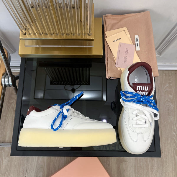 Miu Sneakers White Mix Blue Straps Cowhide