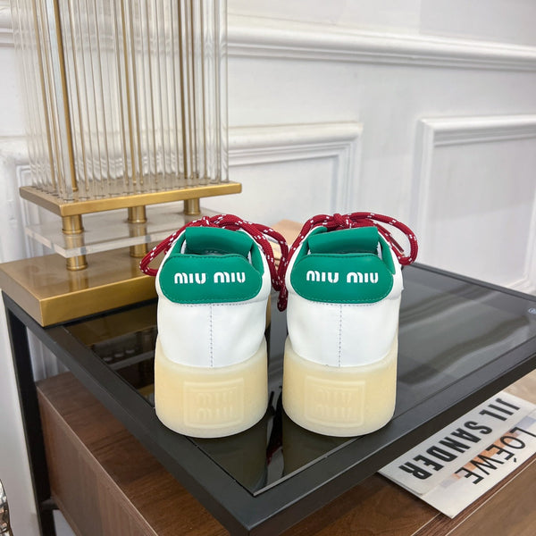 Miu Sneakers White Mix Red String Cowhide