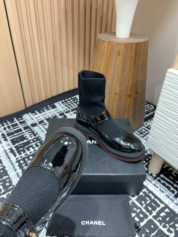 Stivaletti CC 50mm in lana e pelle bovina nera