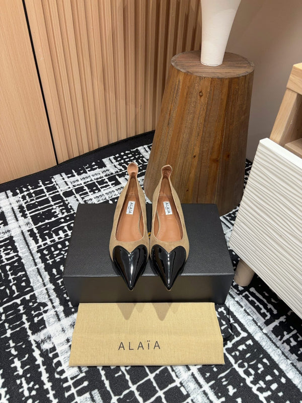 Alaila Ballerina Flats Coeur In Moss Brown Suede 933073