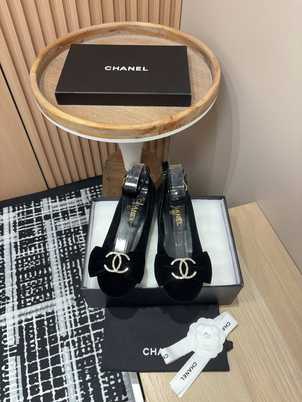 CC Mary Jane Black Bow Tie Velvet And Lambskin