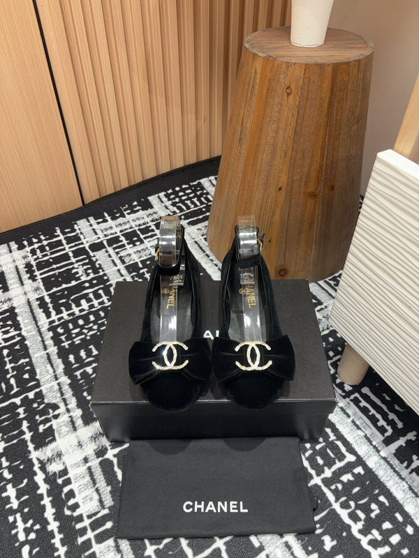 CC Mary Jane Black Bow Tie Velvet And Lambskin