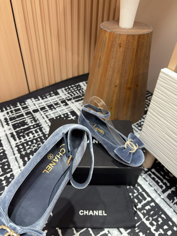 CC Mary Jane Light Blue Bow Tie Velvet And Lambskin