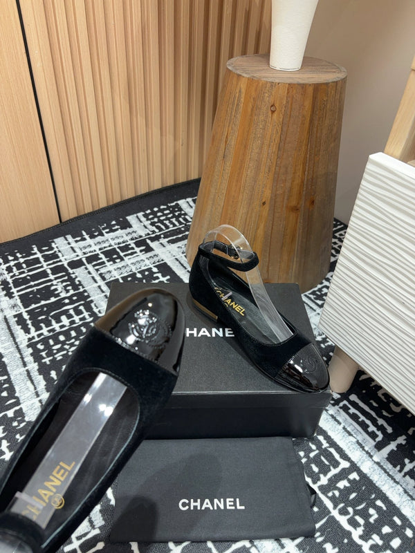 CC Mary Jane Black Velvet And Lambskin