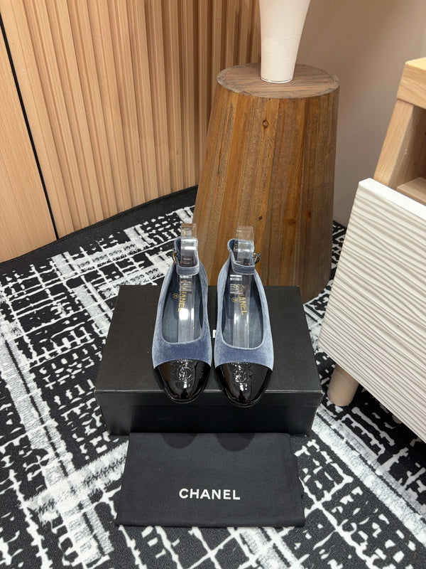 CC Mary Jane Black Light Blue Velvet And Lambskin