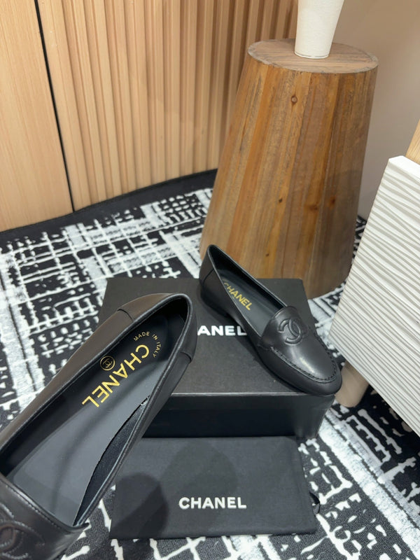 CC Moccasins Plain Black Lambskin