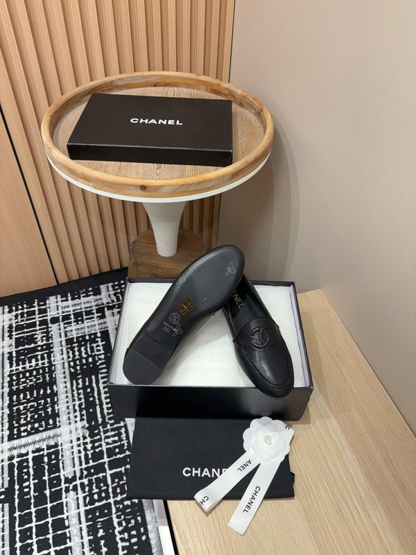 CC Moccasins Plain Black Lambskin