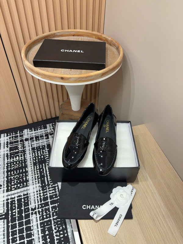 CC Moccasins Glossy Black Lambskin