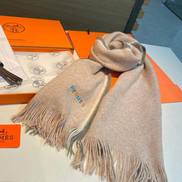 Scarf 180 CM Beige Mix Grey White Cashmere Knit  398251