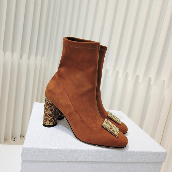 Miss Dior Ankle Boots 80mm Orange Brown Suede 111380
