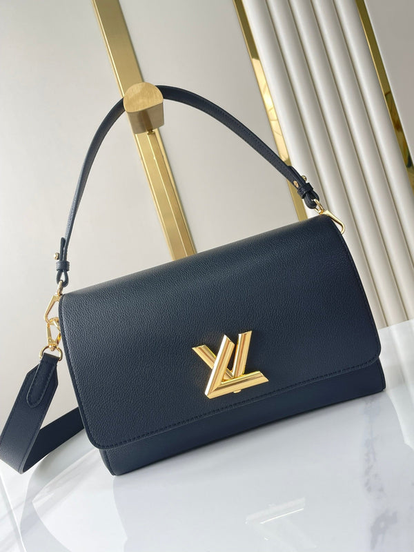 SOFT TWIST 27 IN PELLE DI VITELLO NERA LOGO ORO