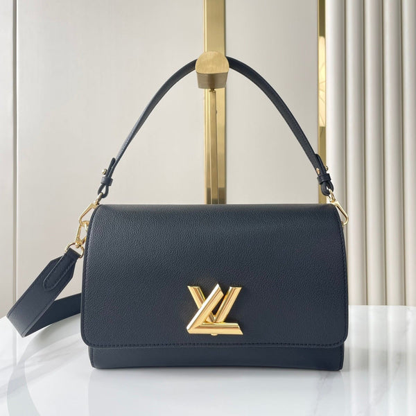 SOFT TWIST 27 IN PELLE DI VITELLO NERA LOGO ORO