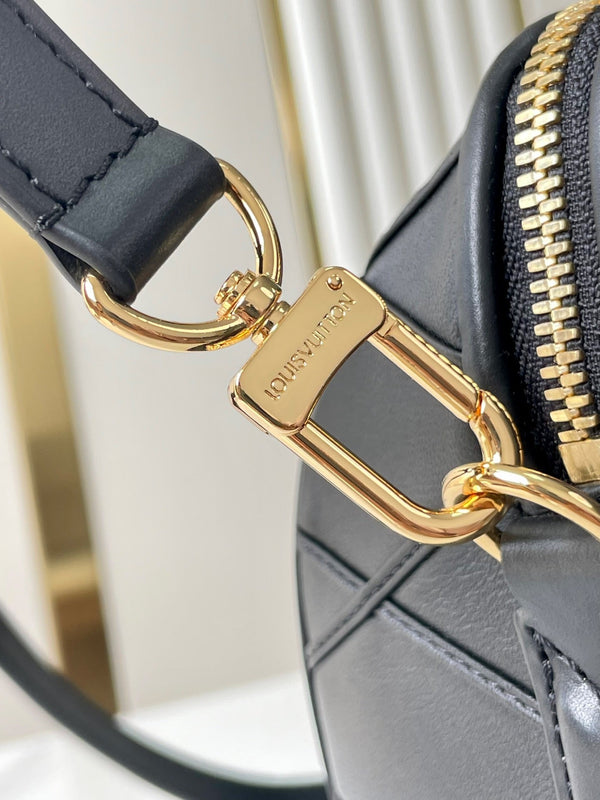 SPEEDY BANDOULIÈRE 25 CON MOTIVO INCROCIATO IN PELLE DI AGNELLO NERA