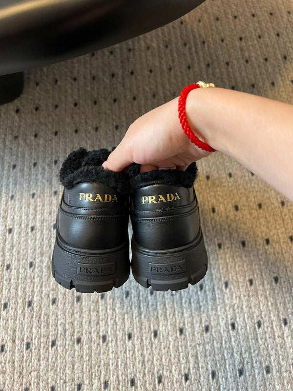 Pra Sneaker Black Cowhide Lace Wool 478563