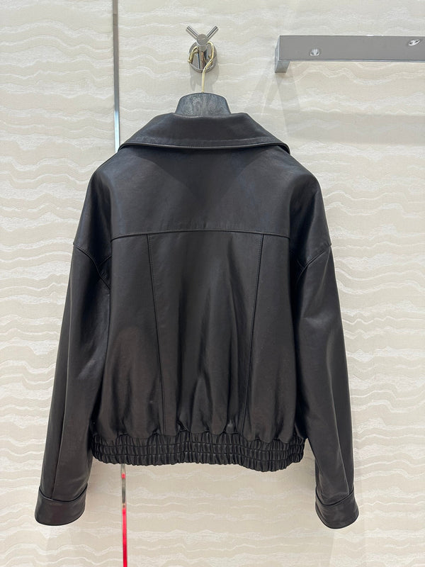 Giacca YSL Double Pocket Silhouette in pelle di agnello nera