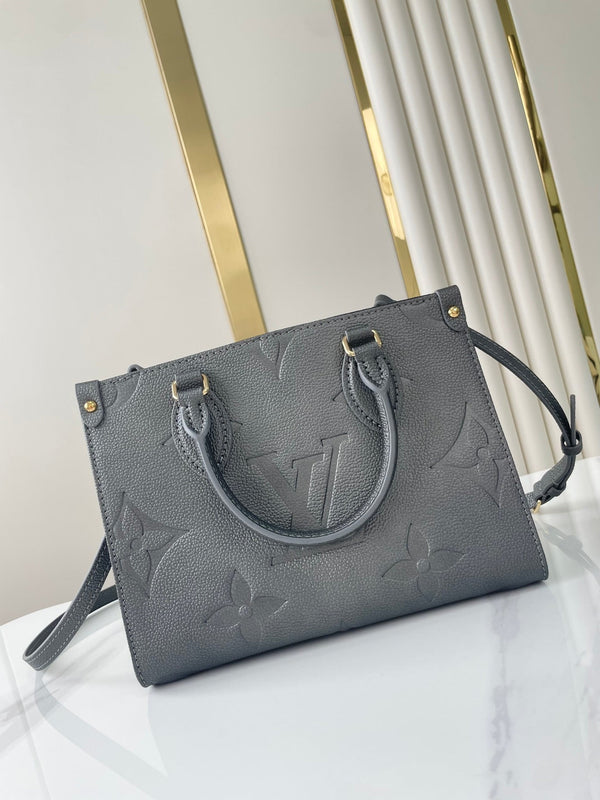 ONTHEGO PM 25 IN PELLE DI VITELLO GOFFRATA GUN METAL