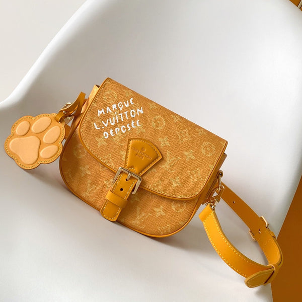 LV Montsouris Messenger 20cm Yellow Monogram Heritage Canvas & Cowhide GHW