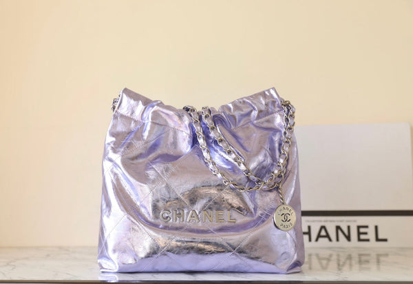 Borsa Hobo 25C 22 35cm in pelle di agnello metallizzata viola