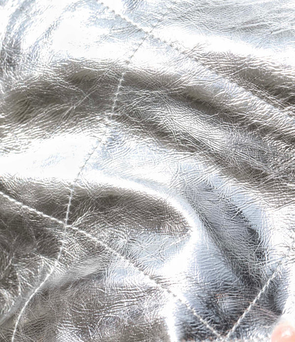 Borsa Hobo 25C 22, 19 cm, in pelle di agnello metallizzata argento