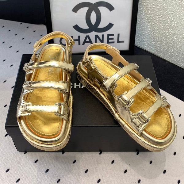 CC Sandals In Gold Lambskin 147002