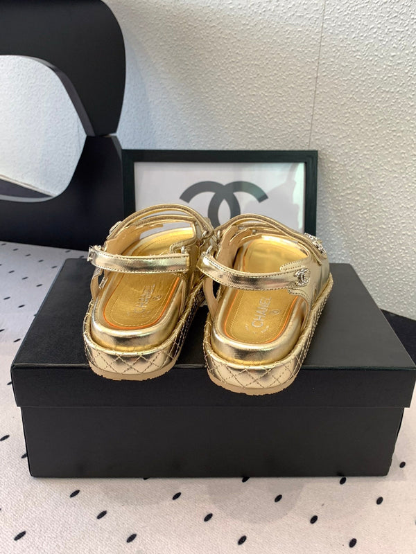 CC Sandals In Gold Lambskin 147002