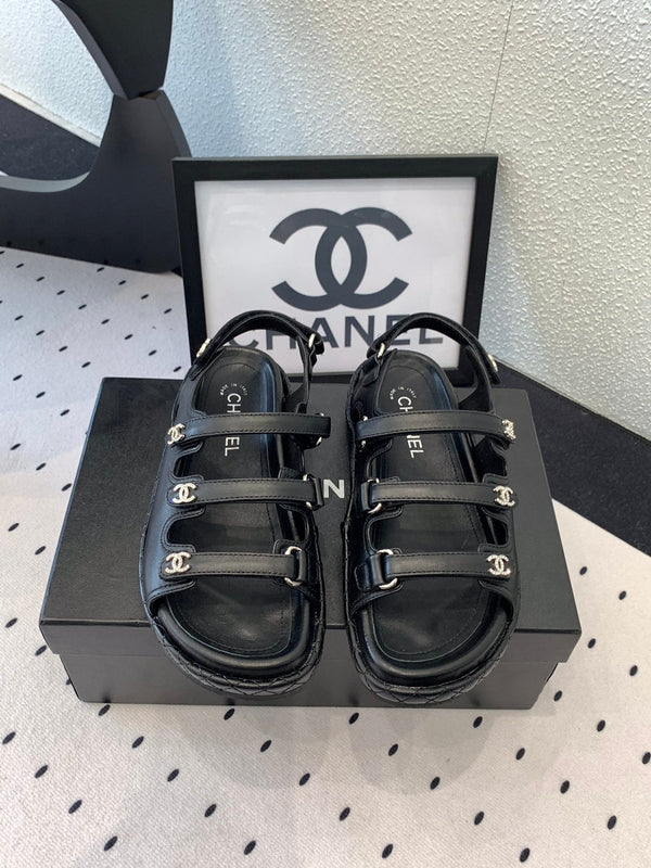 CC Sandals In Black Lambskin 147004