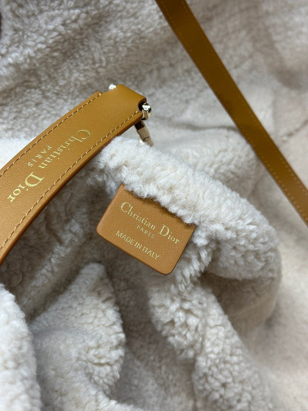 CD Toujours 37 Camel Brown Cowhide And Fur Gold Hardware