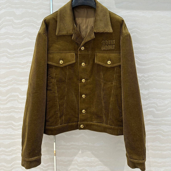 Miu Miu Corduroy Jacket Olive Green Cotton