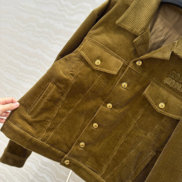 Miu Miu Corduroy Jacket Olive Green Cotton